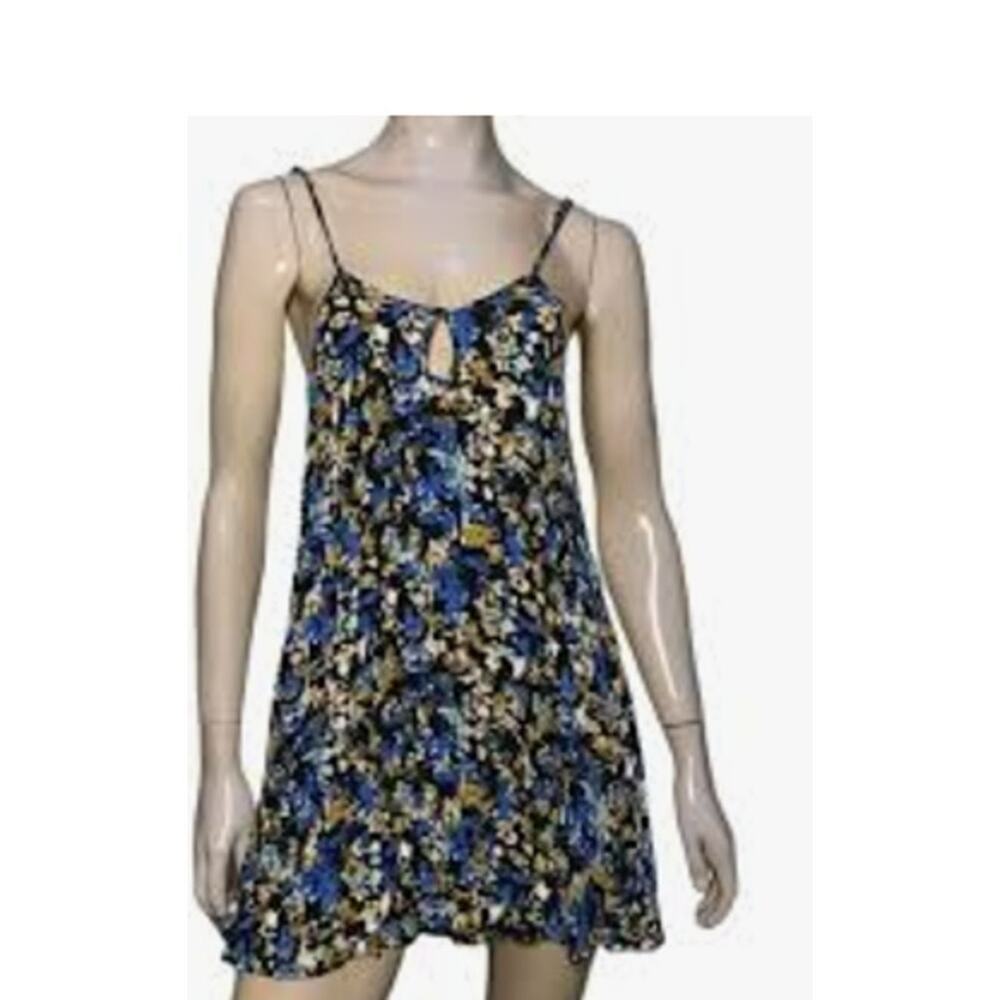 For Love and Lemons Women's Blue and Yellow Dress S